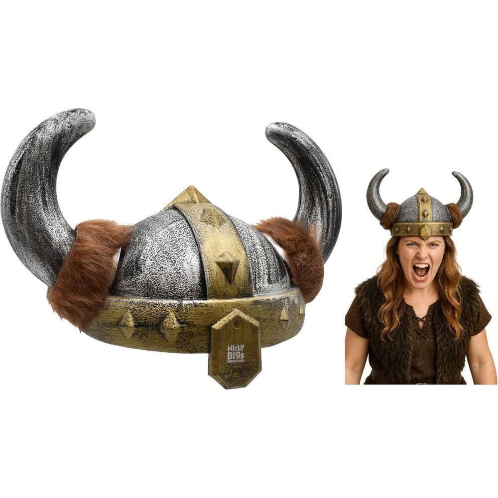 Men's & Women's Viking Helmet Faux Fur Horns Medieval Cosplay Costume Accessory